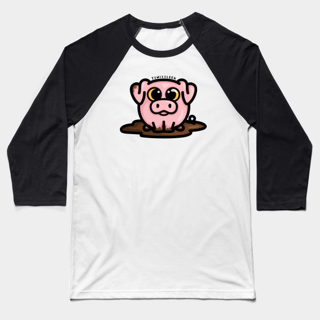Chonky Boi - Pig in Mud Baseball T-Shirt by hoddynoddy
